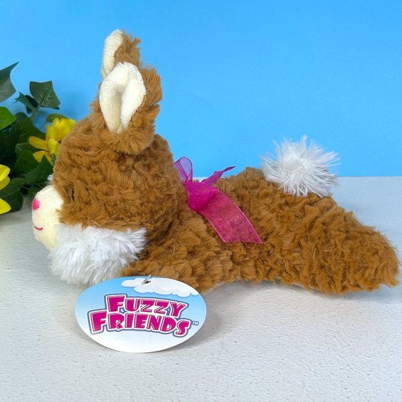 Fuzzy‎ Friends Laying Brown Bunny Rabbit Lovey 8" Plush Stuffed Animal Toy - Picture 3 of 5